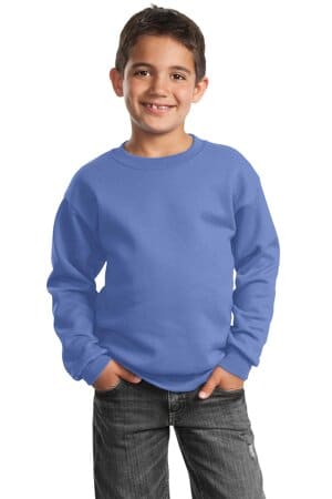 CAROLINA BLUE PC90Y port & company-youth core fleece crewneck sweatshirt