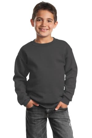 CHARCOAL PC90Y port & company-youth core fleece crewneck sweatshirt