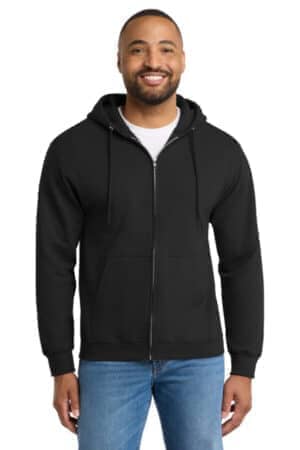 JET BLACK PC90ZHT port & co tall essential fleece full-zip hooded sweatshirt