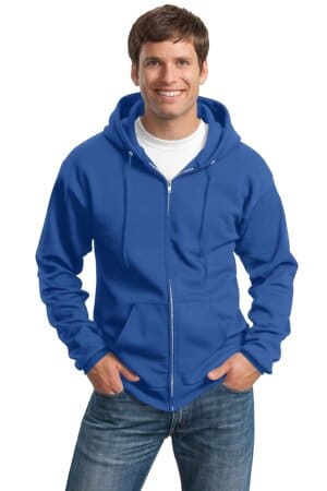 ROYAL PC90ZHT port & company tall essential fleece full-zip hooded sweatshirt