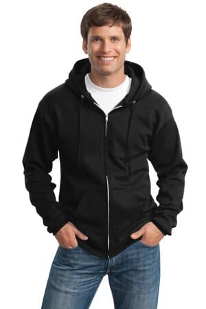 JET BLACK PC90ZHT port & company tall essential fleece full-zip hooded sweatshirt