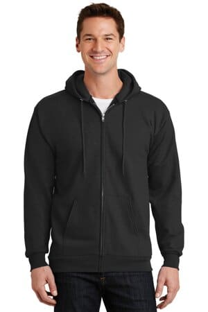 JET BLACK PC90ZH port & company-essential fleece full-zip hooded sweatshirt