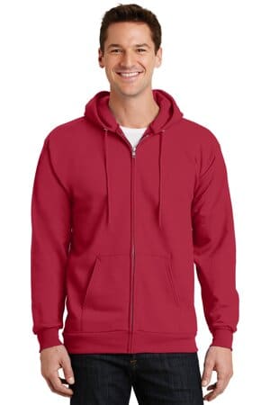 RED PC90ZH port & company-essential fleece full-zip hooded sweatshirt