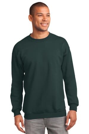 DARK GREEN PC90 port & company-essential fleece crewneck sweatshirt