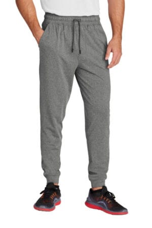 CHARCOAL GREY HEATHER PST858 sport-tek sport-wick stretch jogger