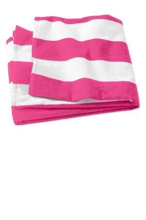TROPICAL PINK PT43 port authority cabana stripe beach towel