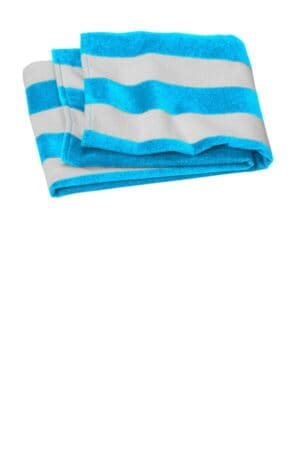TURQUOISE PT45 port authority value cabana stripe beach towel