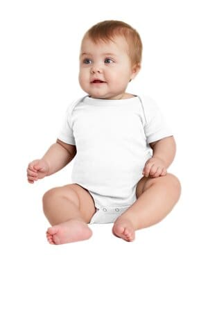 WHITE RS4400 rabbit skins infant short sleeve baby rib bodysuit