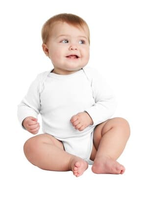 WHITE RS4411 rabbit skins infant long sleeve baby rib bodysuit