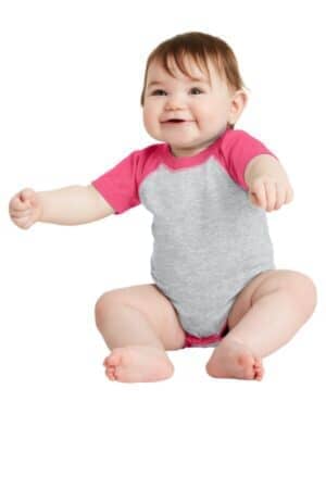 VINTAGE HEATHER/ VINTAGE HOT PINK VINTAGE HEATHER/ VINTAGE HOT PINK RS4430 rabbit skins infant baseball fine jersey bodysuit