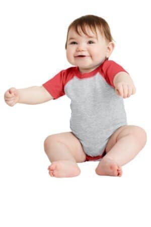 VINTAGE HEATHER/ VINTAGE RED VINTAGE HEATHER/ VINTAGE RED RS4430 rabbit skins infant baseball fine jersey bodysuit