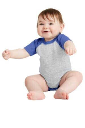 VINTAGE HEATHER/ VINTAGE ROYAL VINTAGE HEATHER/ VINTAGE ROYAL RS4430 rabbit skins infant baseball fine jersey bodysuit