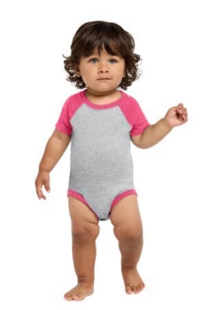 VINTAGE HEATHER/ VINTAGE HOT PINK VINTAGE HEATHER/ VINTAGE HOT PINK RS4430 rabbit skins infant baseball fine jersey bodysuit