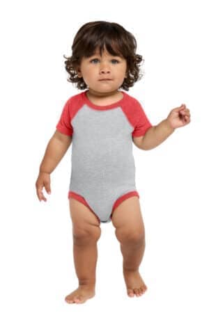 VINTAGE HEATHER/ VINTAGE RED VINTAGE HEATHER/ VINTAGE RED RS4430 rabbit skins infant baseball fine jersey bodysuit
