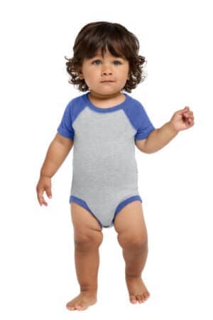 VINTAGE HEATHER/ VINTAGE ROYAL VINTAGE HEATHER/ VINTAGE ROYAL RS4430 rabbit skins infant baseball fine jersey bodysuit