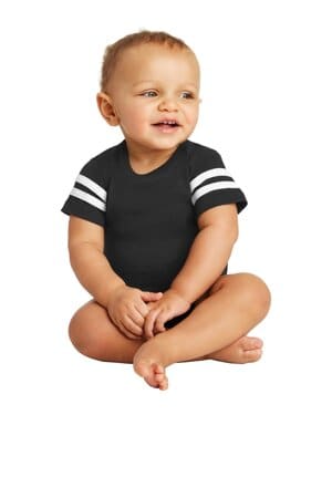 BLACK/ WHITE RS4437 rabbit skins infant football fine jersey bodysuit