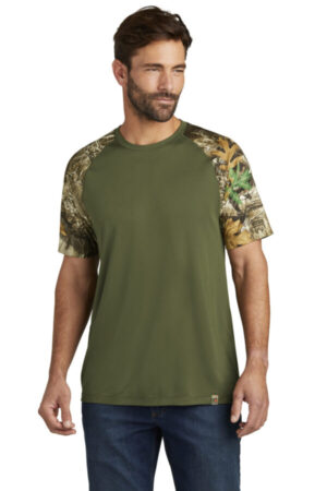 OLIVE DRAB GREEN/ REALTREE EDGE RU151 russell outdoors realtree colorblock performance tee