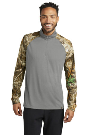 GREY CONCRETE HEATHER/ REALTREE EDGE RU152 russell outdoors realtree colorblock performance 1/4-zip