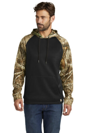 BLACK/ REALTREE EDGE RU451 russell outdoors realtree performance colorblock pullover hoodie