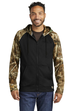 BLACK/ REALTREE EDGE RU452 russell outdoors realtree performance colorblock full-zip hoodie