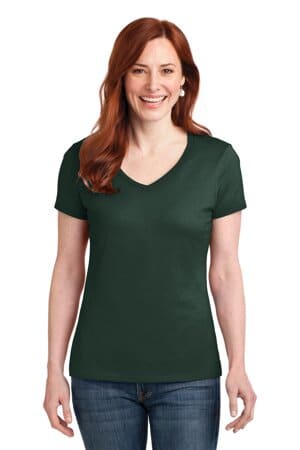 DEEP FOREST S04V hanes ladies perfect-t cotton v-neck t-shirt
