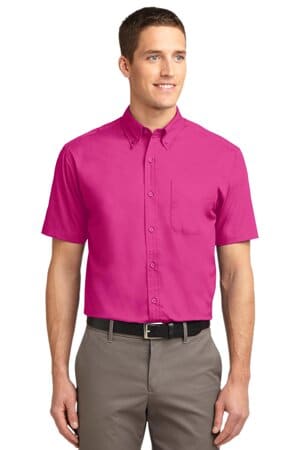 TROPICAL PINK S508 port authority short sleeve easy care shirt