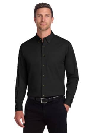 BLACK S600T port authority long sleeve twill shirt
