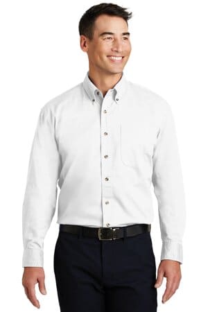 WHITE S600T port authority long sleeve twill shirt