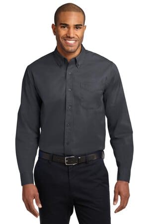 CLASSIC NAVY/ LIGHT STONE S608ES port authority extended size long sleeve easy care shirt