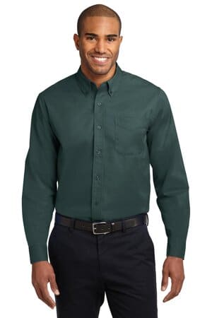 DARK GREEN/ NAVY S608ES port authority extended size long sleeve easy care shirt