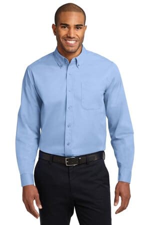 LIGHT BLUE/ LIGHT STONE S608ES port authority extended size long sleeve easy care shirt