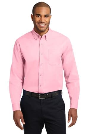LIGHT PINK S608ES port authority extended size long sleeve easy care shirt