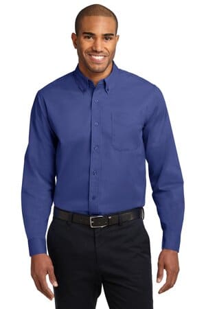 MEDITERRANEAN BLUE S608ES port authority extended size long sleeve easy care shirt