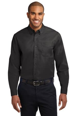 BLACK/ LIGHT STONE S608 port authority long sleeve easy care shirt
