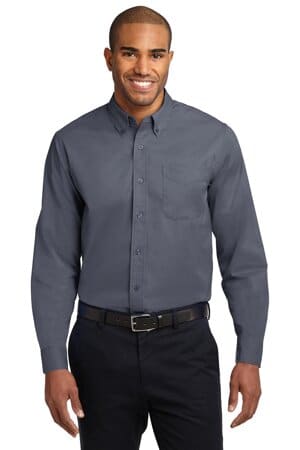 STEEL GREY/ LIGHT STONE S608 port authority long sleeve easy care shirt