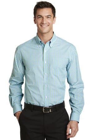 S654 port authority long sleeve gingham easy care shirt