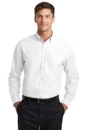 WHITE S658 port authority superpro oxford shirt