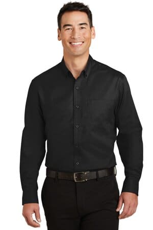 BLACK S663 port authority superpro twill shirt