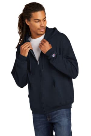 NAVY S800 champion powerblend full-zip hoodie