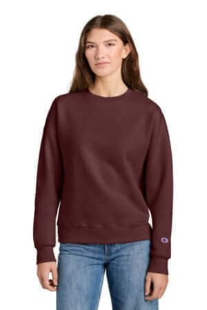 MAROON SL650 champion women's powerblend crewneck sweatshirt