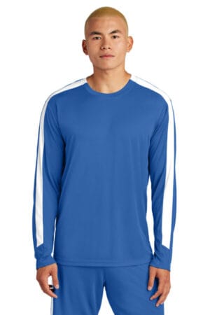 TRUE ROYAL/ WHITE ST100LS sport-tek competitor united long sleeve crew