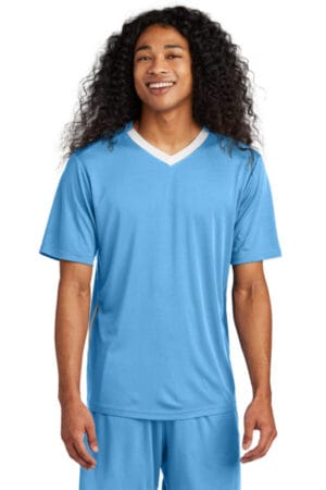 CAROLINA BLUE/ WHITE ST101 sport-tek competitor united v-neck