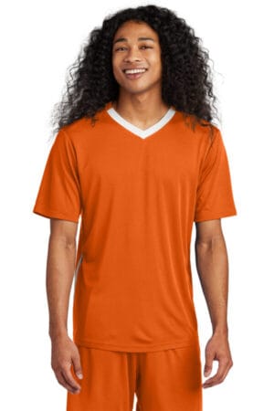 DEEP ORANGE/ WHITE ST101 sport-tek competitor united v-neck