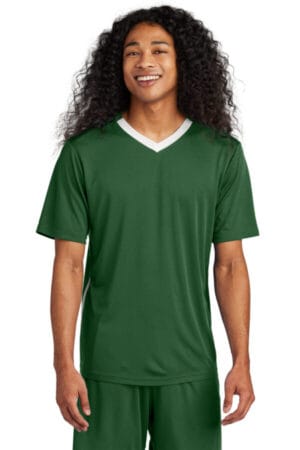 FOREST GREEN/ WHITE ST101 sport-tek competitor united v-neck