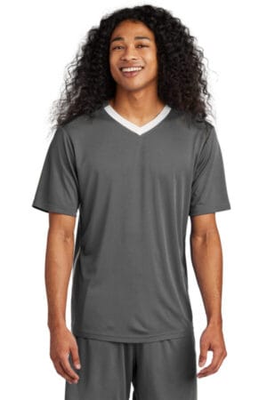 IRON GREY/ WHITE ST101 sport-tek competitor united v-neck