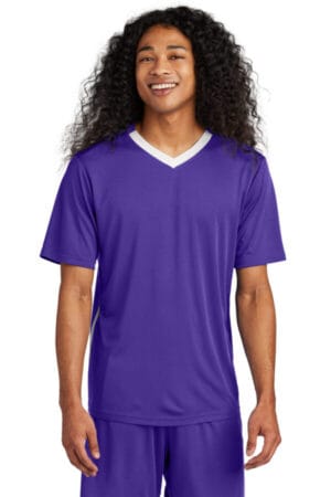 PURPLE/ WHITE ST101 sport-tek competitor united v-neck