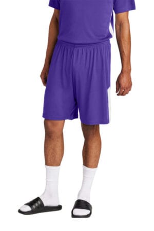 PURPLE/ WHITE ST103 sport-tek competitor united 7 short