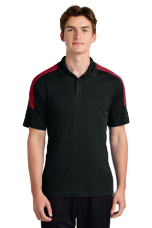 BLACK/ DEEP RED ST104 sport-tek competitor united polo