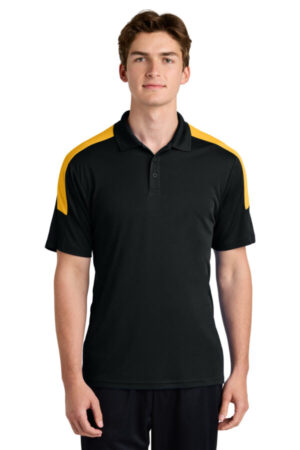 BLACK/ GOLD ST104 sport-tek competitor united polo