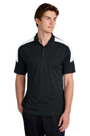 BLACK/ WHITE ST104 sport-tek competitor united polo